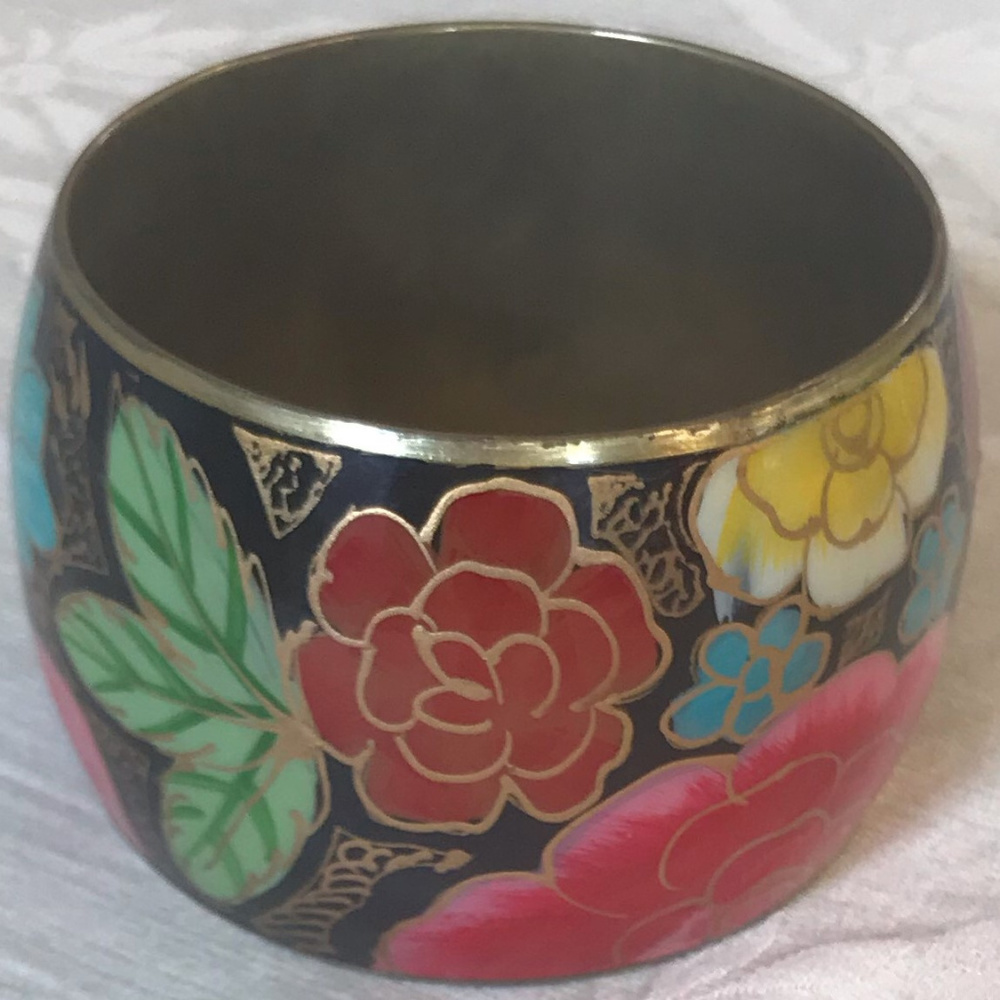 Wide Multicolor Flower Bracelet